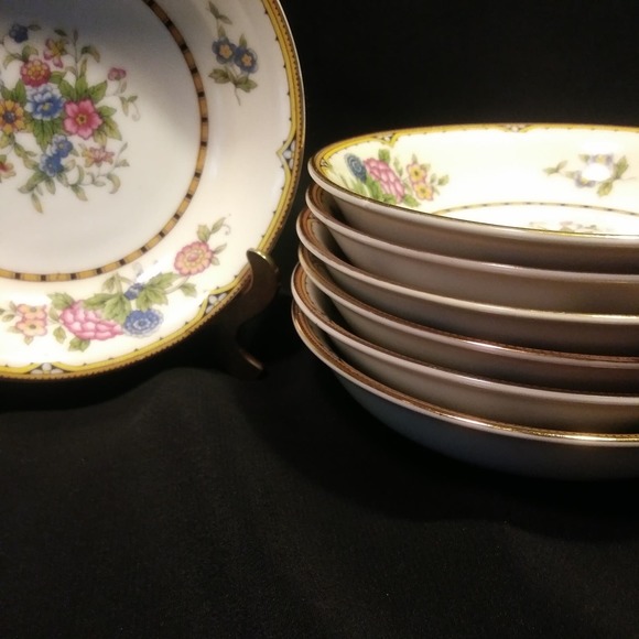 7 Vintage Noritake Dessert Bowls in Elysian 10in Gold Trim - Picture 13 of 16